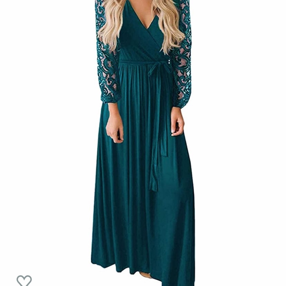 Teal green vintage inspired maxi dress